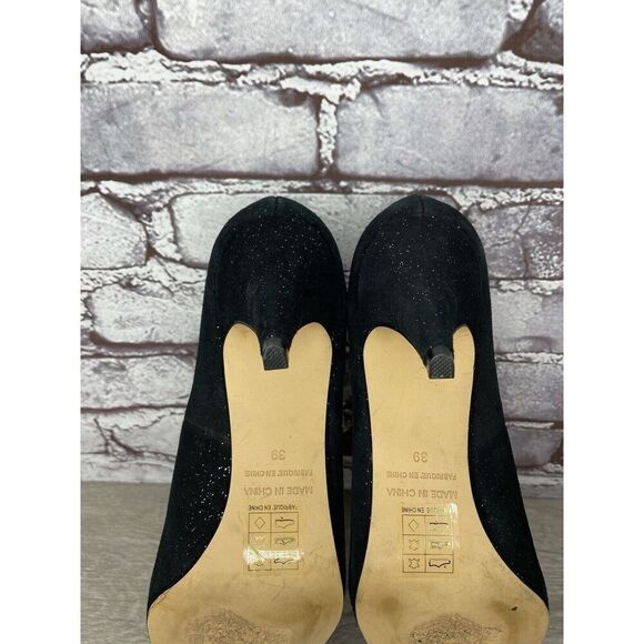 Free People Black Suede Glitter Slip On Pointed Toe Heels Women Sz 39EU/8.5M US - Picture 14 of 16